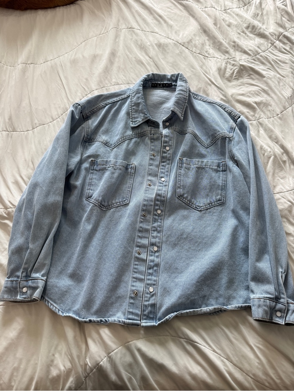 Light Wash Denim Shirt Jacket